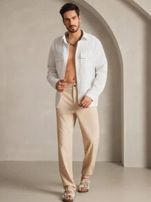 Manfinity ModaGents Camisa tejida de manga larga con corte slim fit y estilo casual de moda para hombres jóvenes