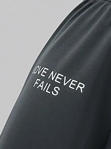 SHEIN Explorewe 青少年女孩休闲宽松舒适运动裤，适合日常通勤、休闲、运动、聚会 - 深灰色 - 查看 3