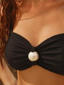 Anewsta 女士褶皱性感比基尼上衣，适合海滩和度假，适合夏季度假 - 白色 - 查看 7