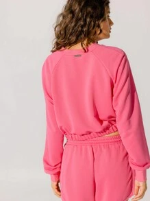 Aralina Leisurewear Neon Pink Drawstring Hoodie And Fleece With Contrast Piping Shorts Set