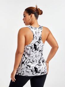 Easithlete Plus Size Tie Dye Print Racerback Casual Sports Tank Top