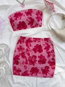 Soleia 2 件套女士花卉印花背心和裙子