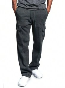 Manfinity Sport Corelite Men's Sports Work Pants With Multiple Pockets, Loose And Casual Sweat Pants - Dark Grey - View 1