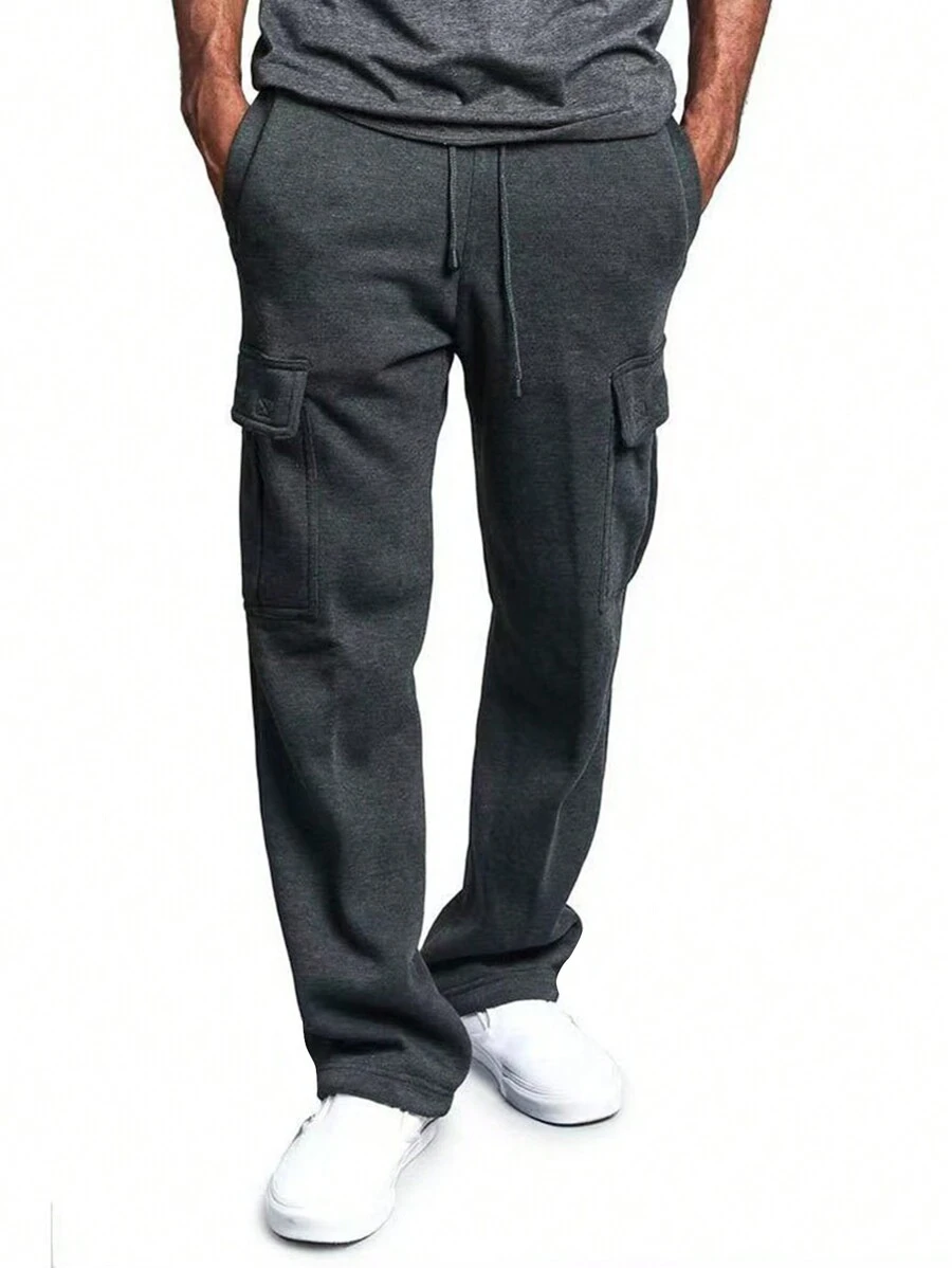 Manfinity Sport Corelite Men's Sports Work Pants With Multiple Pockets, Loose And Casual Sweat Pants - Dark Grey - View 1