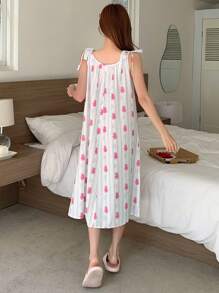 DAZY 女士细肩带系带全身印花休闲睡袍