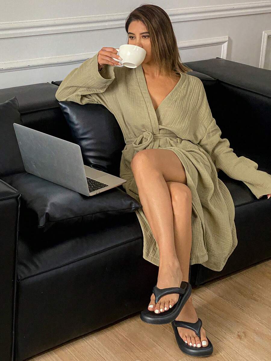 DAZY 简约休闲皱褶面料宽松休闲长袍