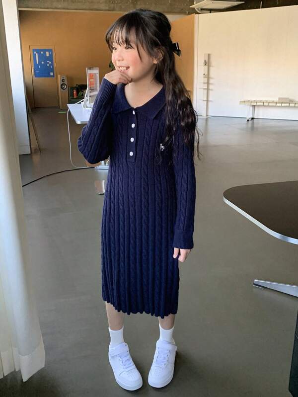 DAZY Tween-Mädchen Lässiges einfarbiges Pulloverkleid, Herbst/Winter