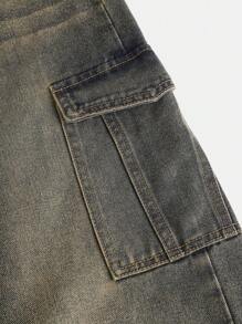 SHEIN Tween Girls Retro Blue Denim Skirt