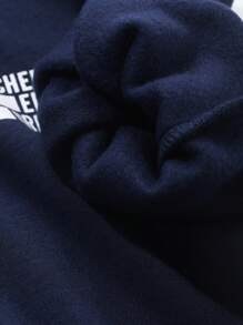 DAZY Young Girl Fall Clothes Young Girl Hooded Sweatshirt With Letter Print - Navy Blue - View 8
