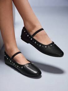 CUCCOO GRLICON Giày bệt phong cách Y2K dành cho nữ, phù hợp với phong cách Punk, Biker, cô gái cá tính, Halloween, Giáng sinh, trang phục dự tiệc - màu đen - Xem 8