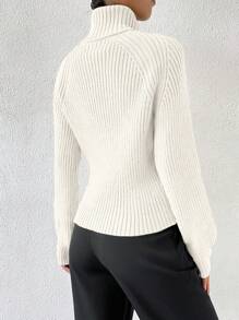 Chiquease New Fashion High Neck Elegant Stylish Design Ladies Sweater Knit Pullover Fall Winter Sweater - Beige - View 2