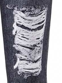 Tween Girl 黑色牛仔效果英式印花舒适时尚紧身裤 - 黑色 - 查看 3