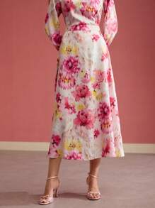 MOTF PREMIUM FLORAL PRINT FLOWY SKIRT,VALENTINE'S DAY,SPRING/SUMMER - Multicolor - View 6