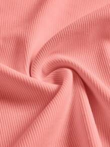 SHEIN BASICS 休闲纯色 Polo 领长袖 T 恤，秋季 - 粉色 - 查看 6