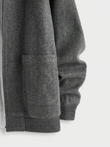 Manfinity VCAY 男式梭织宽松插肩领拉链夹克 - 淺灰色 - 查看 3