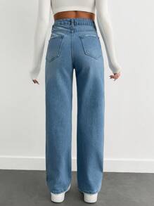 EURMUSE Women's Casual Everyday Straight Leg Jeans - Baby Blue - View 2