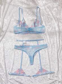 3pcs Women's Sexy Light Purple Lingerie Set For Going Out