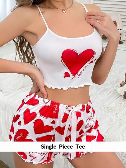 Top de camisola para mujer con estampado de corazón, estilo Y2K