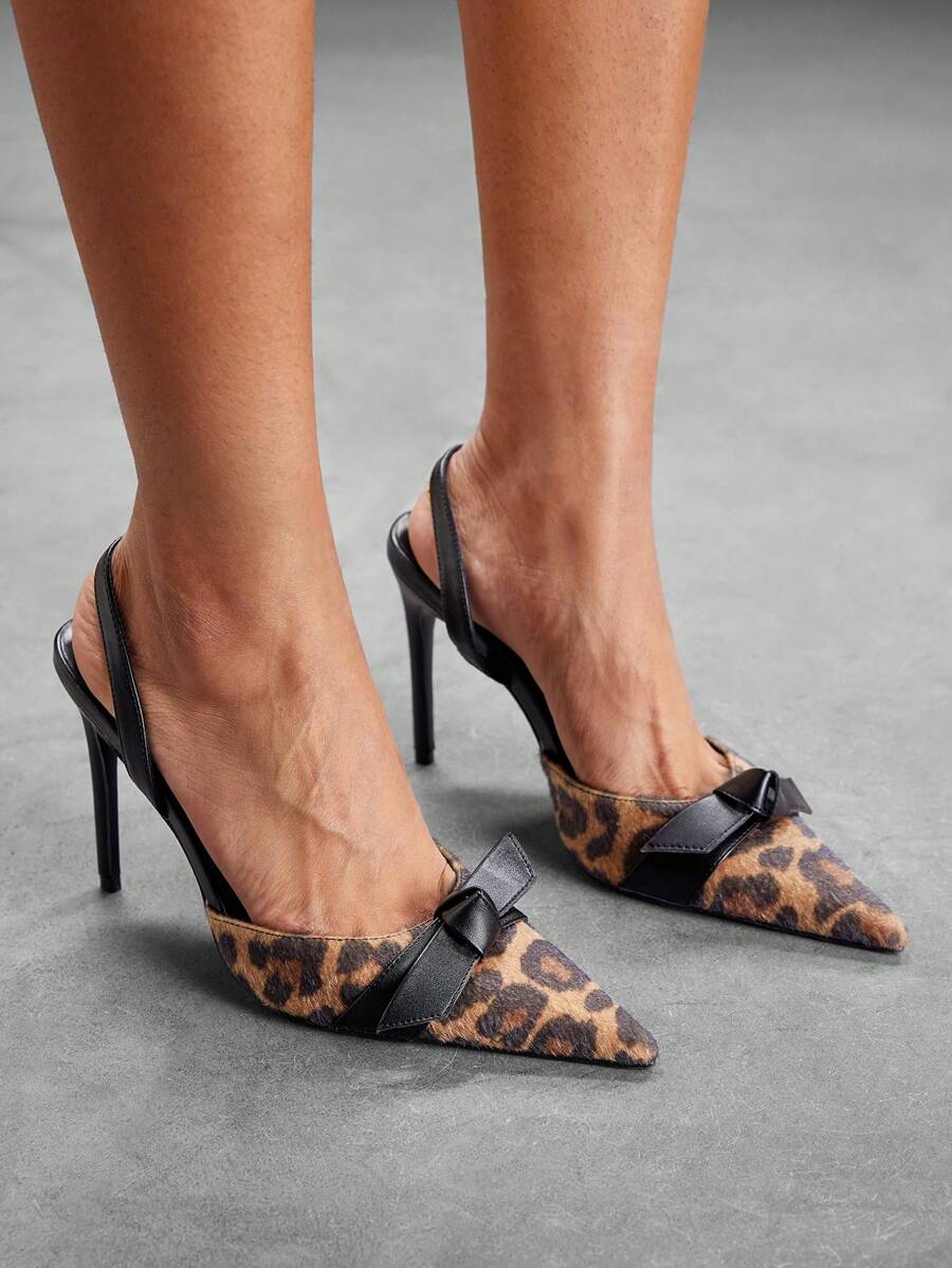 CUCCOO SZL Pointy Toe Leopard Print Furry Slip-On High Heel Pumps For Women - Multicolor - View 1