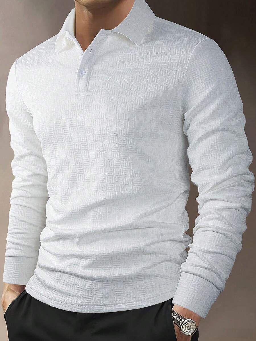 Manfinity Mode 男士纯色纽扣门襟休闲百搭长袖 Polo 衫