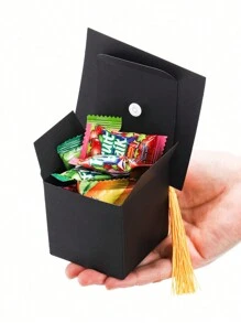 10/20/30/50pcs, Graduation Hat Candy Gift Box, Graduation Ceremony Party Sweet Cookie Chocolate Gift Box, Graduation Table Decorations With Gold Tassels, New Year Decor Valentine's Day, Valentines Wedding, Birthday - Black - View 7