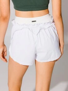 Aralina Leisurewear 清爽白色弹性腰带运动网球风衣跑步短裤 - 白色 - 查看 2