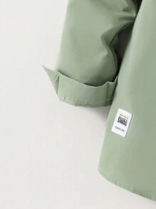 SHEIN Teen Boy Front Button Long Sleeve Pocket Casual Shirt, Minimalist Style