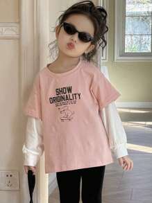 DAZY Young Girl T-Shirt, Autumn - Pink - View 3