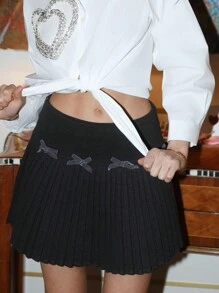 Aloruh 情人节可爱常规腰部蝴蝶结褶皱女士 A 字裙