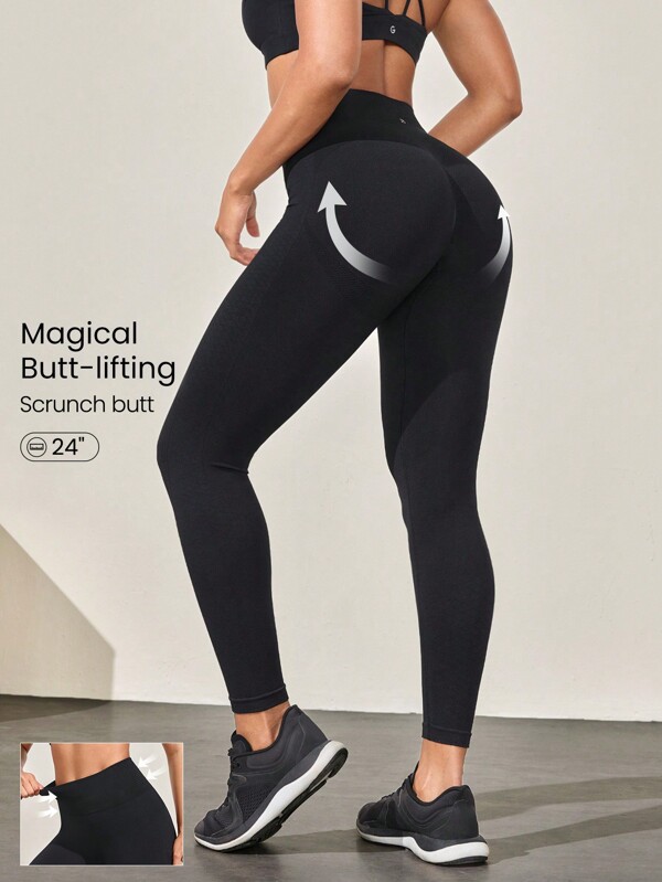 GLOWMODE Controlul burticii fără cusături Butt Scrunch în carouri Leggings ventilați Antrenament cu impact mediu Jogging Antrenament la sală