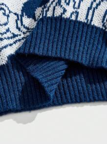 Manfinity Hypemode Men's Round Neck Long Sleeve Graphic Detail Casual Pullover Sweater - Multicolor - View 6