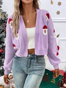 SHEIN Unity Women Long Sleeve Simple Cardigan, Casual Wear - Lilac Purple - View 4