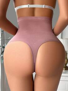 Women High Waist Shaping Underwear, Seamless Thong Style With Perforated Design, Soft & Comfortable Shapewear Pants - Redwood - View 7