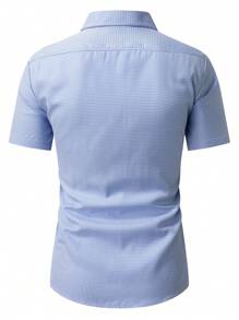 Manfinity Mode Men's Plaid Front Button Short Sleeve Casual Top, Daily Wear