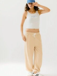 Aralina Relaxed Lightweight Jersey Cuffed Dance Drawcord Pants - Khaki - View 7