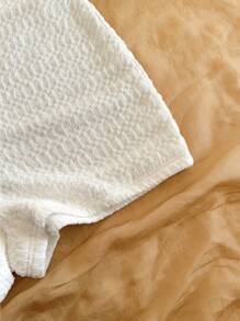 Soleia Women's White Knit Texture Front Tie Halter Jumpsuit, Fitted, Suitable For Party, Date, Valentine's Day, Sexy Romantic, Carnival, Beach, Cruise, Afternoon Tea - White - View 4