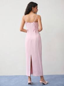 MOTF STUDIO VÁY CAMI CỔ VỎ XẺO NƠ DECOR - Hồng - Xem 7