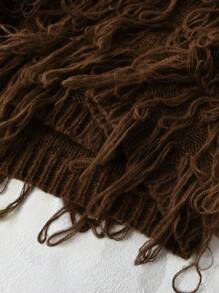 Celure Plus Size Plain Color Simple Fashionable Casual Everyday Cardigan - Brown - View 4