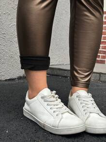 SHEIN EZwear Pantalones de corte lápiz de talla grande para mujeres, pantalones casuales simples y de moda para uso diario, ropa de invierno para mujeres
