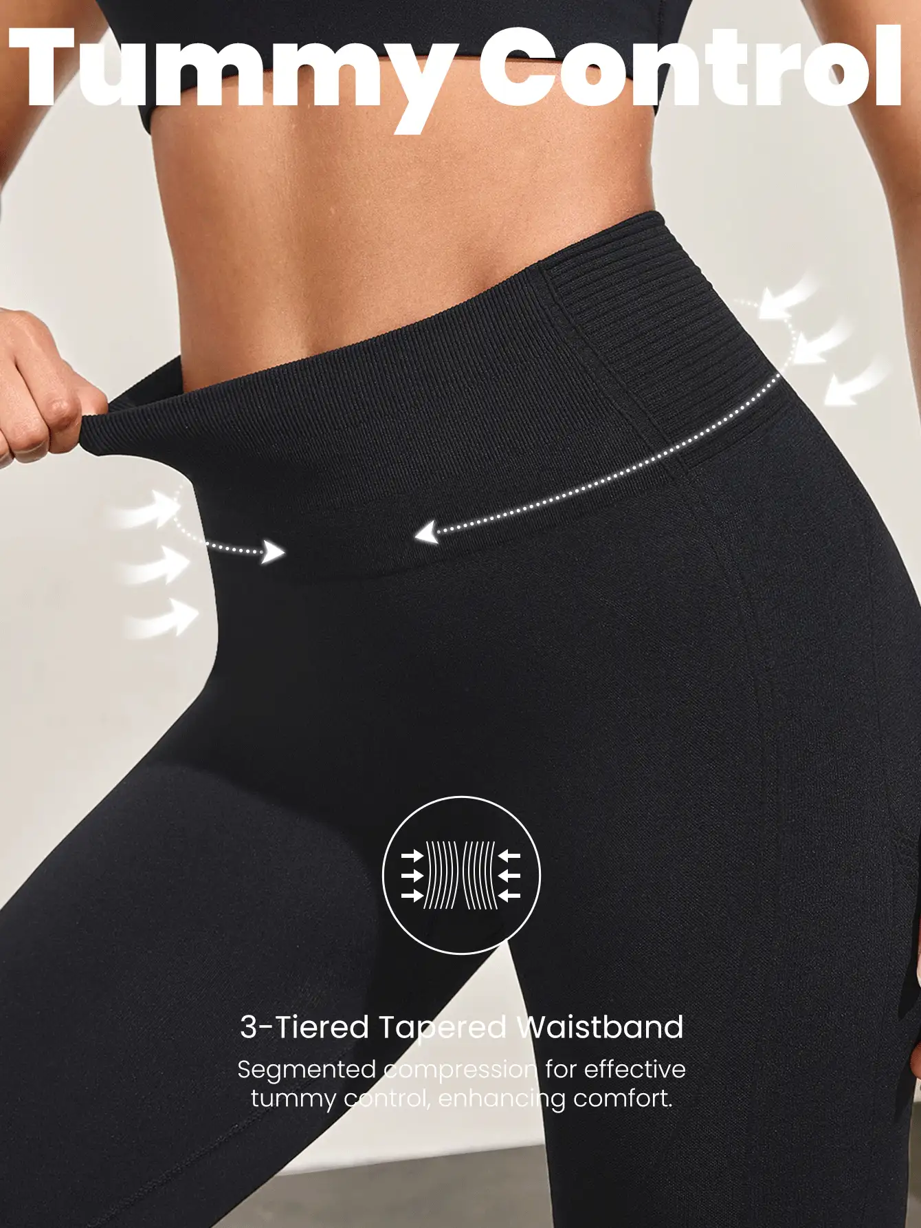 GLOWMODE 无缝收腹提臀格子透气紧身裤 中等强度健身慢跑健身房训练