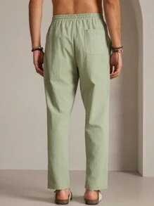 Manfinity VCAY Pantalones casuales formales de uso diario de unicolor tejidos, estilo juvenil de negocios para hombres