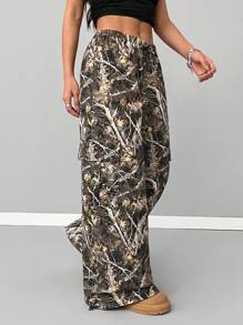 Coolane Dames Zomer/Lente Streetwear Sportkleding Cargo Branch Patroon Lage Taille Parachute Broek - Veel kleurig - Bekijken 4