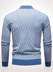 Manfinity Homme Men's Lightweight Pullover Sweater, Jacquard Striped Knit - Blue - View 2