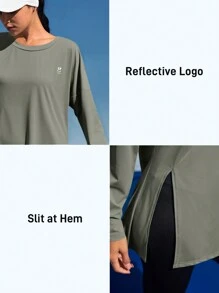 In My Nature Women's Solid Color Long Sleeve Casual Outdoor T-Shirt With Side Slits Hiking Women Clothes