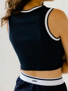 Aralina Leisurewear Racer Shape Tank With Stripe Elastic Waistband Short Set
