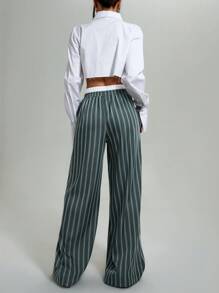 SHEIN Essnce Pantalones largos de mujer de unicolor con parches, bolsillos y estilo sencillo, para uso diario casual