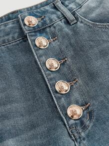 SHEIN MOD Jeans de mezclilla azul desgastados de pierna recta de estilo casual para mujeres