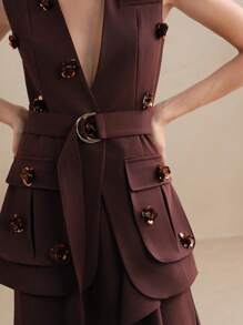 Anewsta Elaire 女士春季时尚上衣裙套装两件套套装旧款 - 酒紅色 - 查看 7