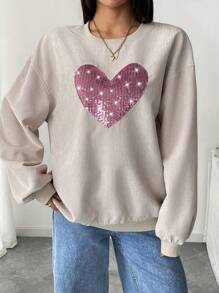 Women's Fashionable Elegant Casual Sequin Embroidered Glitter Sweatshirt