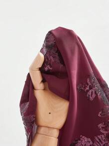 Anewsta 法式优雅玫瑰串珠刺绣透明女式衬衫 - 中紫紅色 - 查看 8